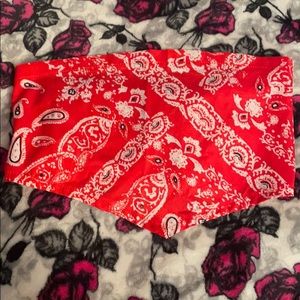 red bandana print tube top
